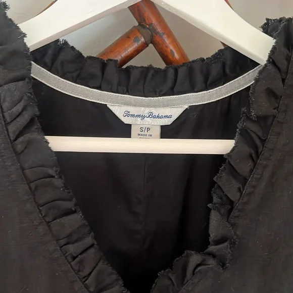 TOMMY BAHAMA Two Palms Double-Ruffle Linen dress with raw hem :: size small - Picture 4 of 11